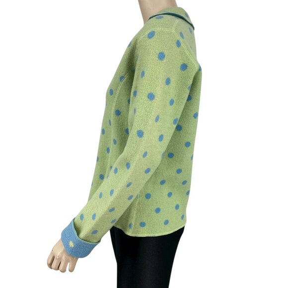 Catherine Stewart 100% Wool Polka Dot Cardigan Jacket M - Picture 2 of 12